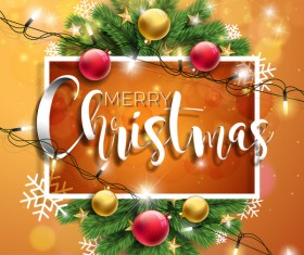 Christmas with new year card and neon bulb vector 04