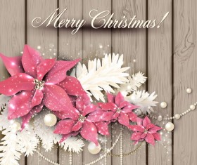Christmas wooden background with jewelry vector