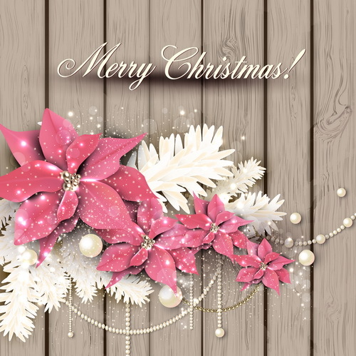 Christmas wooden background with jewelry vector