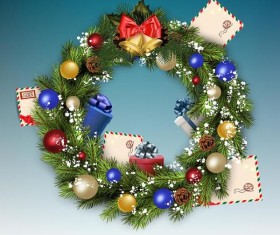Christmas wreath with postcard vector material