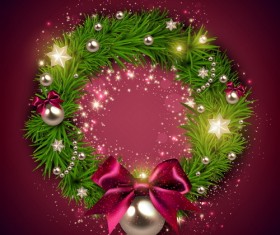 Christmas wreath with purple background vector