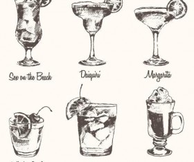 Cocktails hand drawn vector illustration set 01