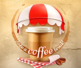 Coffee with old wall background vector