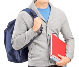 College student carrying school bag Stock Photo