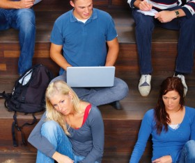 College students attending lectures Stock Photo