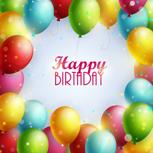 Colorful balloon frame with birthday background vector