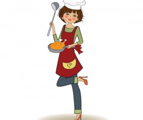 Cooking housewife vector material 01