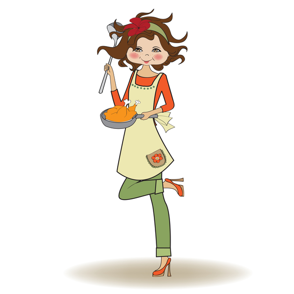 Cooking housewife vector material 02