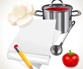 Cooking notes with tomato vector