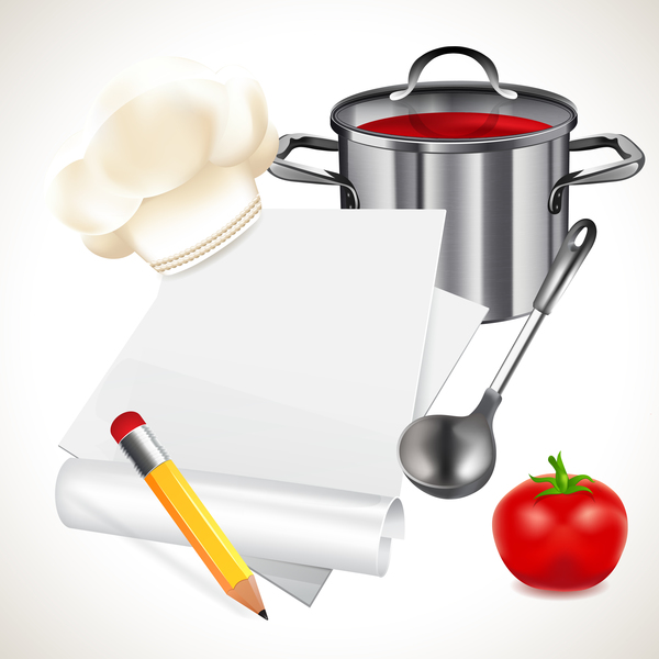 Cooking notes with tomato vector