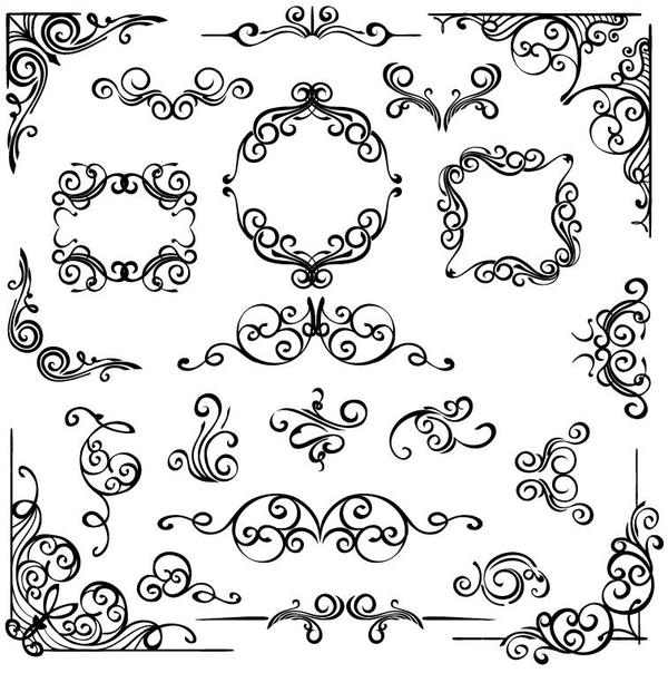 Corner ornaments with frame vector