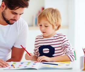 Counseling children learning father Stock Photo