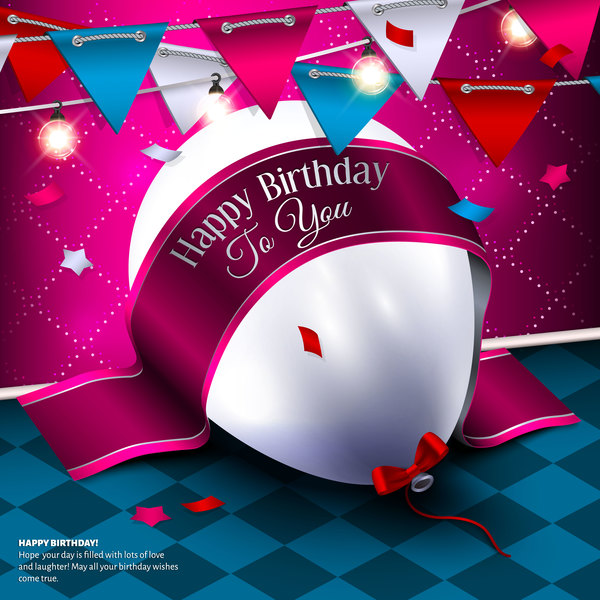 Creative birthday background with balloons vector 02