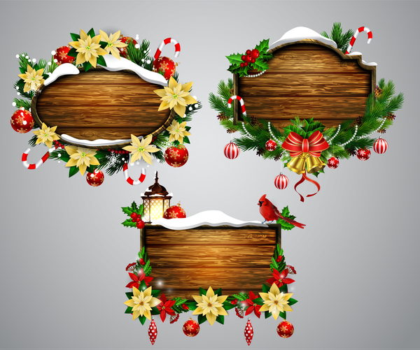 Download Creative Christmas Wooden Frame Vector Set 01 Free Download SVG Cut Files