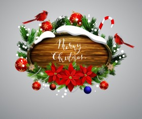 Creative christmas wooden frame vector set 03