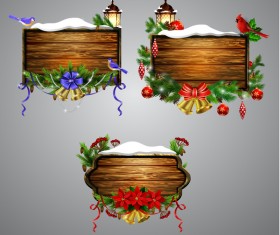 Creative christmas wooden frame vector set 04