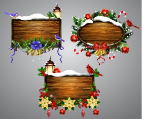 Creative christmas wooden frame vector set 06