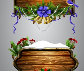 Creative christmas wooden frame vector set 07
