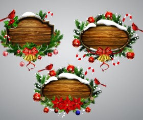 Creative christmas wooden frame vector set 08