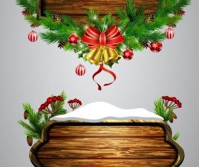 Creative christmas wooden frame vector set 09