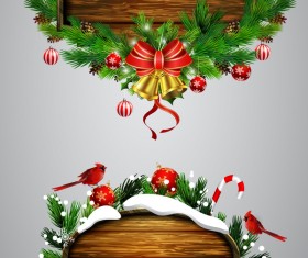 Creative christmas wooden frame vector set 10