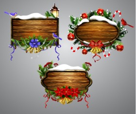 Creative christmas wooden frame vector set 11