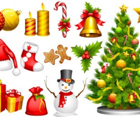 Cute christmas decorative set vector