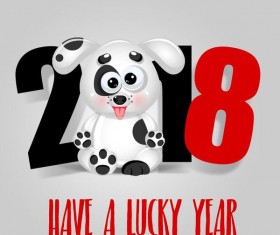Cute dog with 2018 new year background vector