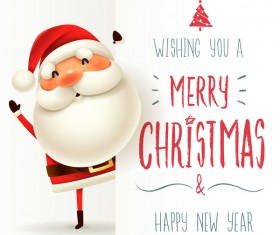 Cute santa sign with christmas card vectors 04