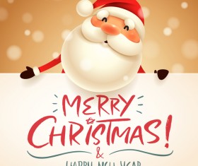 Cute santa sign with christmas card vectors 05