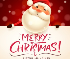 Cute santa sign with christmas card vectors 07