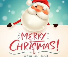Cute santa sign with christmas card vectors 08
