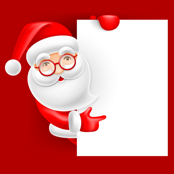 Cute santa with christmas blank background vector 01
