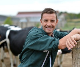 Dairy cattle farmers Stock Photo
