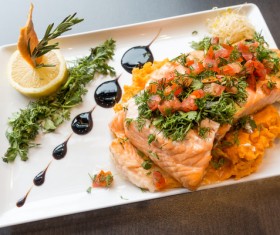 Delicious Tasty Fish Dishes Stock Photo