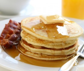 Delicious homemade honey pancakes Stock Photo