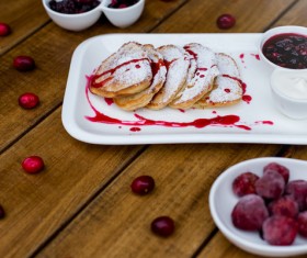 Delicious jam with homemade pancakes Stock Photo