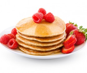 Delicious pancakes with raspberry decoration Stock Photo