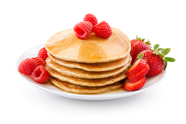 Delicious pancakes with raspberry decoration Stock Photo