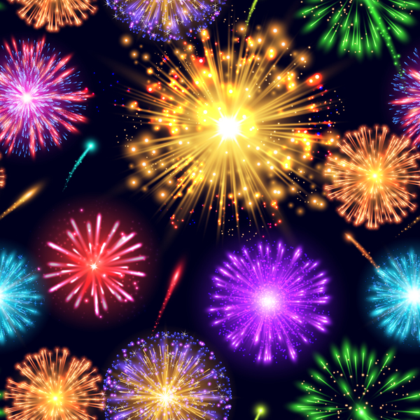 Different color firework effect vector
