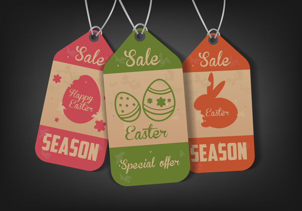 Easter big sale tags retro vectors set