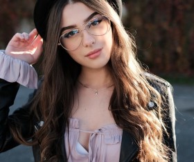 Elegant beautiful girl with glasses Stock Photo