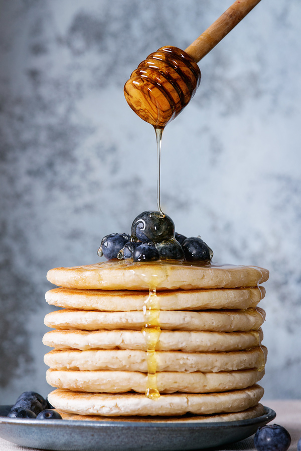 Embellishment delicious blueberry pancakes Stock Photo 03