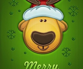 Fabric texture christmas card vector