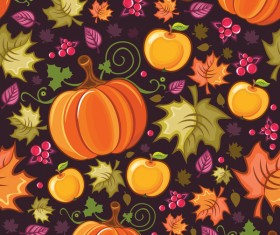 Fall pumpkin with fruit seamless pattern vector