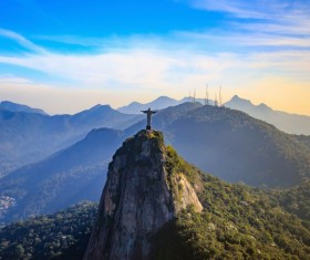 Filming the mountain Jesus of Rio de Janeiro from different angles Stock Photo 03