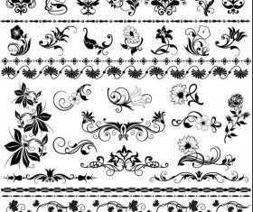 Floral ornaments with seamless borders vector