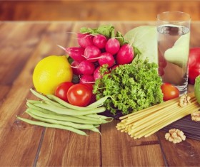 Fresh vegetables and noodles Stock Photo