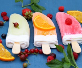 Fruit creamy flavored ice cream Stock Photo