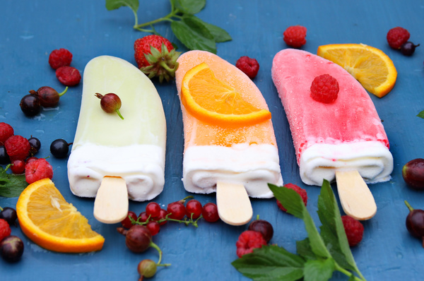 Fruit creamy flavored ice cream Stock Photo